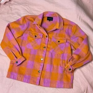 Velvet Heart Orange and Pink Plaid Blouse